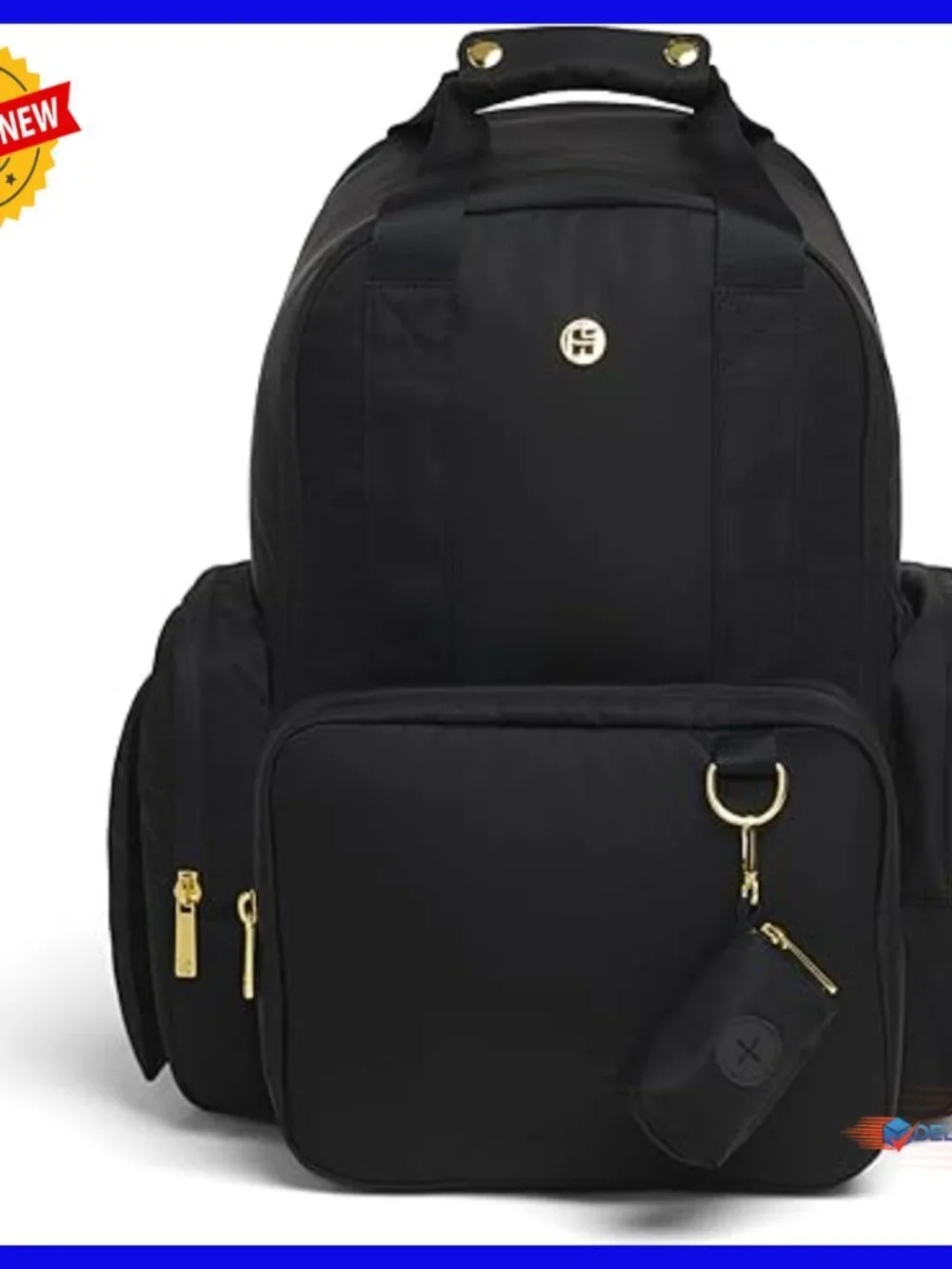 Vegan Leather Diaper Backpack with Changing Pad, Insulated Pocket